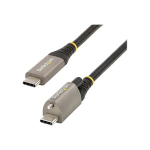USB-C Kabel mit Oberseitiger Schraubensicherung USB-C/USB-C Stecker/Stecker Schwarz 0,5m